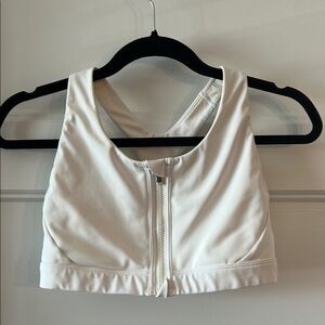 Athleta EUC Cream Zip-Front Sports Bra Small